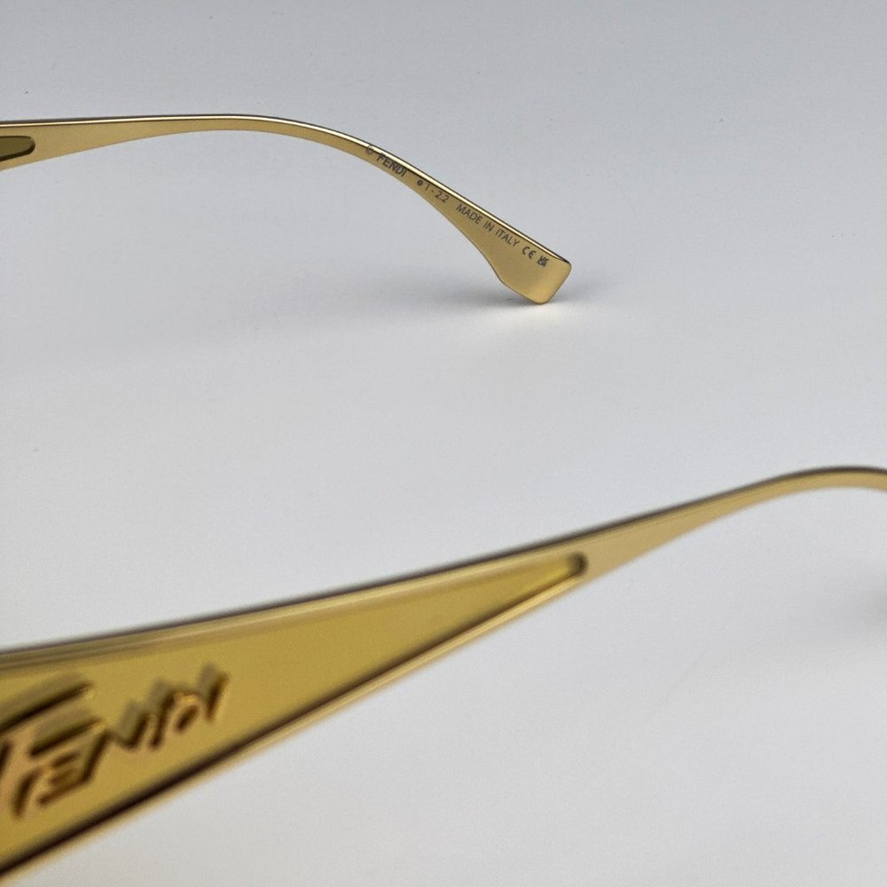 Fendi FE40051U 32G Sunglasses Shiny Gold Solid Yellow Shield Unisex FE 40051U - Picture 11 of 14